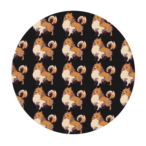 Nappe ronde dessin animé Poméranie imperméable lavable table 120 cm - 3