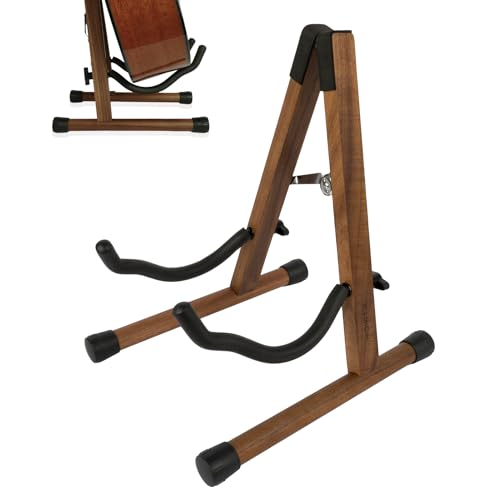 STRICH Wood Guitar Stand, A-Style Folding Acoustic Electric Floor Guitars Stand, Wood Ukulele Holder...