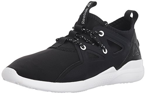 Reebok Women's Cardio Motion Cross Trainer, Black/White/Silver met, 8.5 M US