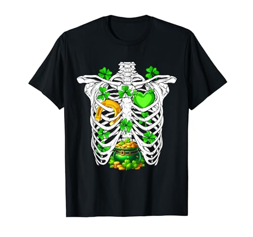 St. Patrick's Day Shamrocks Inside X-Ray Skeleton Lover Kids T-Shirt