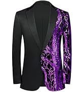 Men Black Sequin Shiny Prom Suit Jacket One Button Slim Fit Sport Coats and Blazers Tuxedo for We...