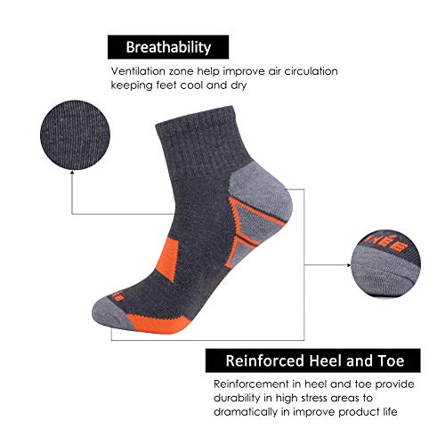 JOYNÉE Men's 6 Pack Athletic Performance Cushion Ankle Running Quarter Socks3