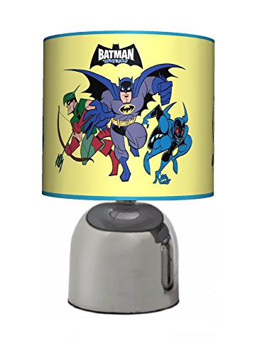 Image of BATMAN RETRO BRAVE & BOLD - BEDSIDE TOUCH LAMP - BOYS BEDROOM LIGHT / LAMP SHADE - YELLOW - MAINS OPERATED (UK PLUG)