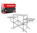 ASMOKE AS350DC Red Pellet Grill Combo with Ultra-Lightweight Portable Folding Grill Table, Easy Carry Camp Kitchen Station, Foldable Outdoor Table for Camping & Tailgating