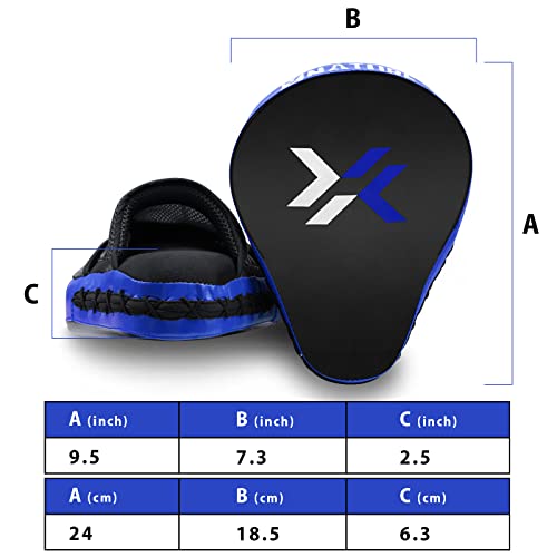 Pratzen Boxen mit hochwertiger Polsterung - 1 Paar Kickboxen Boxpratzen für optimale Schlagdämpfung,Trainerpratzen Boxing Pad für Männer Frauen,Schlagkissen für Karate MMA Taekwondo Muay Thai-Blau