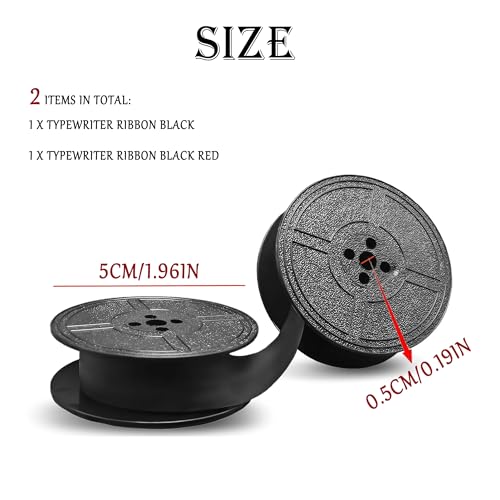 2 Stück Doppelpack Farbband für Schreibmaschine, 7Meter Nylon Typewriter Farbband, Schreibmaschinen Ersatzpackung,Schreibmaschinenband Kompatibel mit Modellen DIN 2103 32755 - Rot Schwarz + Schwarz