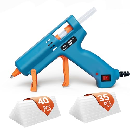 Pistola de Silicona Caliente 50W Tilswall,Pistola de Pegamento con 75pcs Barras,Pistola Manualidades para Bricolaje,Pistolas Encolar para Arte,Empaques,Reparaciones y en el...