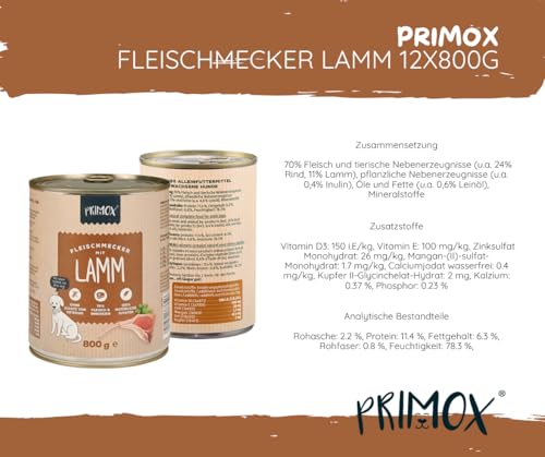 Primox | Lamm 2x6x800g | Sparpaket | Hundefutter