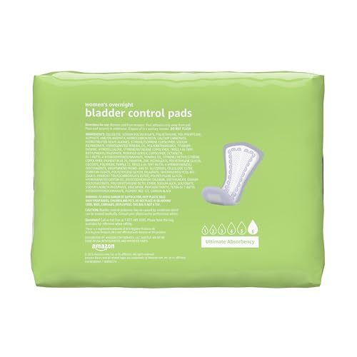 Image of Amazon Basics Incontinence Pads for Women, Postpartum Pads, Bladder Control, Overnight Absorbency, Fresh Protection, Unscented, 30 Count (Pack of 2)