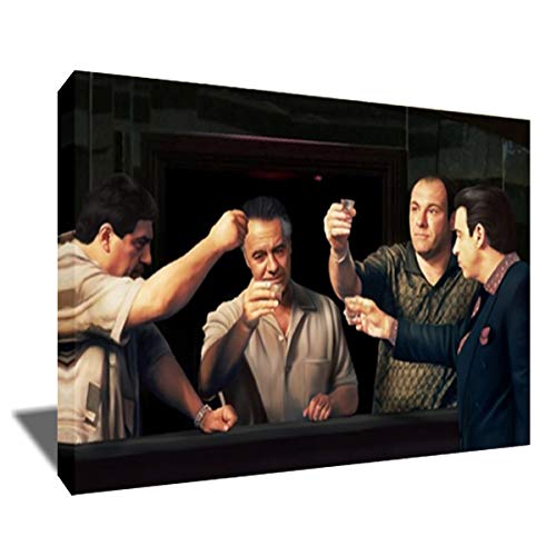 The Sopranos Tony Soprano Salute Photo Painting Poster Artwork on Canvas Art Print (42x28 inches)