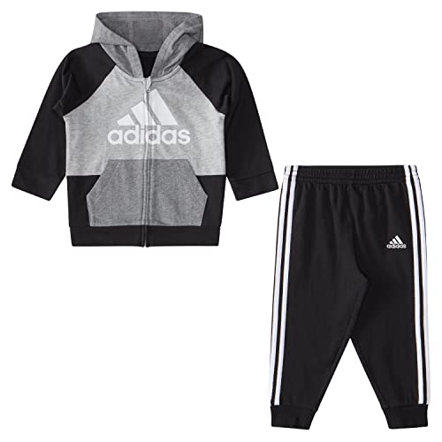 Image of adidas Boy's Zip Front French Terry Hooded Jacket and Joggers Set