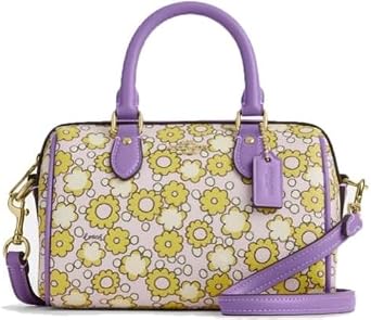 Coach Mini Roan Crossbody Mini Bag, Leather Bag, Signature Canvas, Cherry Print, Womens, Small, Shoulder Bag, Cross-body, 2-Way, Removable Strap, Lightweight, Compact, iPhone Compatible, Card Slot, Spring and Summer, Stylish, Gift, Gift, Outlet, Brand Item