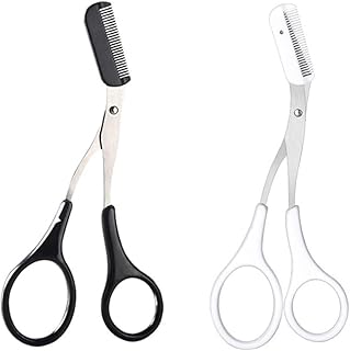 2 Pcs Eyebrow Scissors with Comb Eyebrow Trimming Scissors Black Eyebrow Trimmer Scissors Stainless Steel Eyebrow Trimmer Eyelash Comb Eyebrow Comb Small Eyebrow Grooming Beauty Tool for Men Women