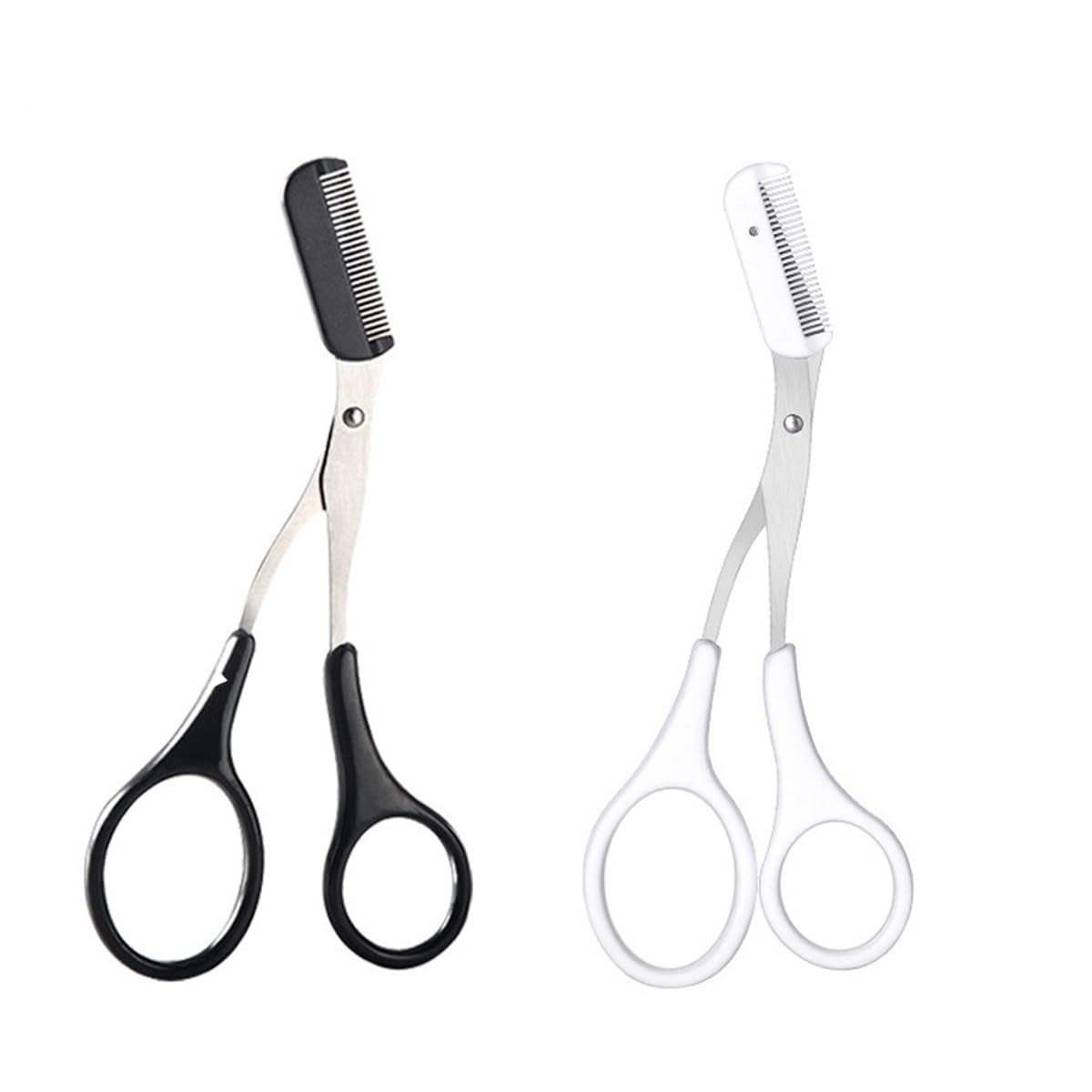 2 Pcs Eyebrow Scissors With Comb - Stainless Steel Trimmer for Eyebrows and Eyelashes - Black Small Grooming Beauty Tool for Men and Women