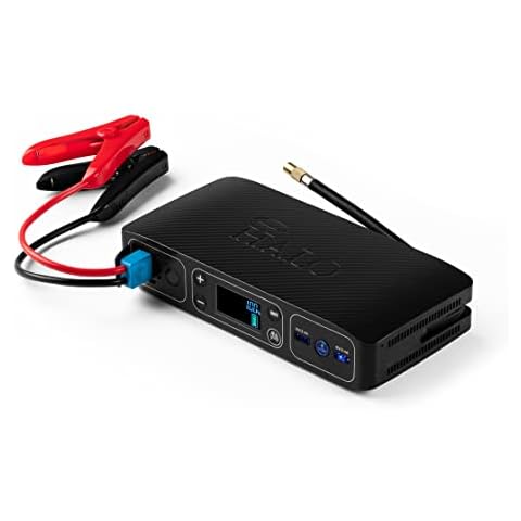 Halo Bolt Air 58830 mWh Portable Emergency Power Kit with Tire Pump, 4 Interchangeable Air Nozzles, Extra Accessory Kit, Car Jump Starter, and Car Charger - Black Graphite Cover