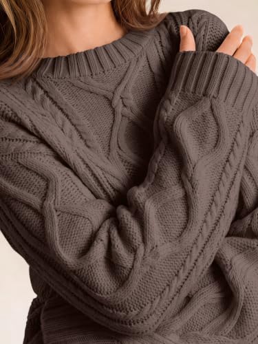 Image of Trendy Queen Women's Oversized Cable Knit Sweaters 2026 Fall Outfits | Quiet Luxury Style, Chunky Knit Texture, Winter Holiday Outfit, Easy Layering Piece, Fall Fashion Staple