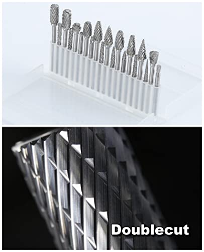 Mars-Rock Carbide Burr Set Compatible With Dremel 1/8" Shank 20Pcs Die Grinder Rotary Tool Rasp Wood Carving Bits Accessories Attachments Metal Grinding Engraving Cutting Trimming Porting Double Cut #TOP1