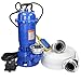 Produktbild ECD Germany Tauchpumpe 1500W 1,5kW mit Schwimmer + G2 Storz C Kupplung + 20m Schlauch - Fördermenge ca. 22.800 l/Std, 380 l/min - Schmutzwasserpumpe Fäkalienpumpe Wasserpumpe Pumpe mit Bauschlauch