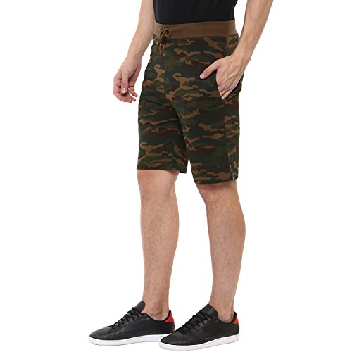 Image of Urbano Fashion Men's Camouflage /Military Printed Olive Green Cotton Shorts