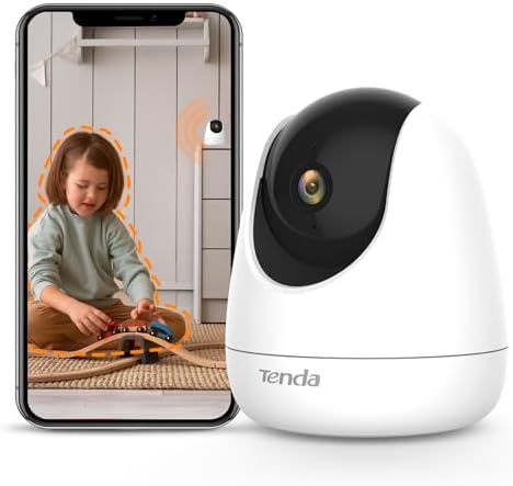 Tenda CP6 Cámara IP WiFi 360° PTZ Cámara de Vigilancia Camara Vigilancia WiFi Interior Dome 3MP (Visión Nocturna, Detección de Movimiento, Audio Doble, Vía Admite Tarjeta SD)