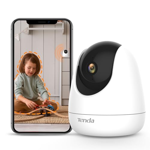 Tenda CP6 Cámara IP WiFi 360° PTZ Cámara de Vigilancia Camara Vigilancia WiFi Interior Dome 3MP (Visión Nocturna, Detección de Movimiento, Audio Doble, Vía Admite Tarjeta SD)