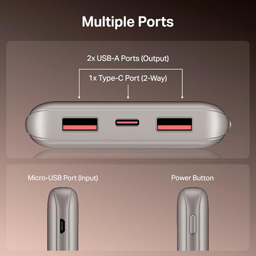 Image of boAt EnergyShroom PB300 Activ 10000mAh Power Bank with 22.5W Fast Charging, 3X Output Ports, Supports Android, iPhone, Tablets, Earbuds (Pearl Pink)