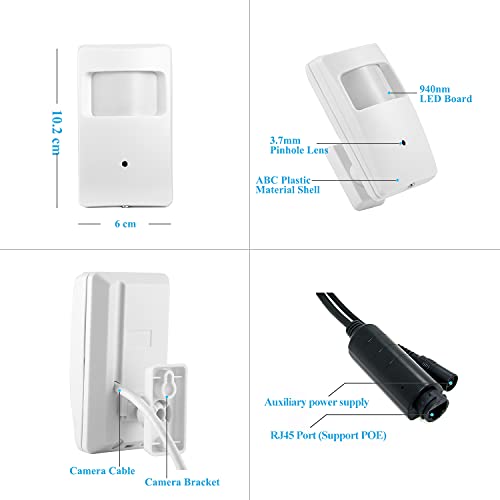 REVODATA 5MP PIR POE IP Camera, 3.7mm Lens 940nm Invisible LEDs HD 2880x1620P,IR Night Vision,Small Indoor Security Cam,PC/Phone App,Motion Detection(IPIR-M-POE White) by REVODATA - Used condition - Image 5