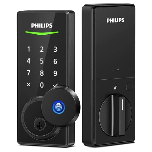 Philips Fingerprint Door Lock, Keyless Entry Door Lock Deadbolt, Electronic Door Lock with Code, Door Lock for Front Door,Auto Lock,Easy Install, Touchscreen Digital Keypad Lock with Key