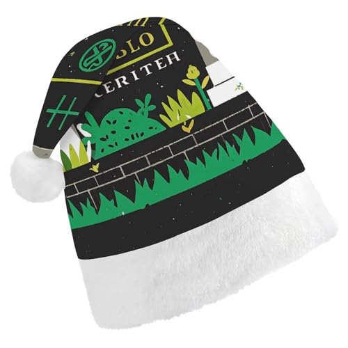 OURTEV Christmas Hat Tombstone And Skull Santa Hats Adult Christmas Santa Hat Holiday Hat for Xmas Party