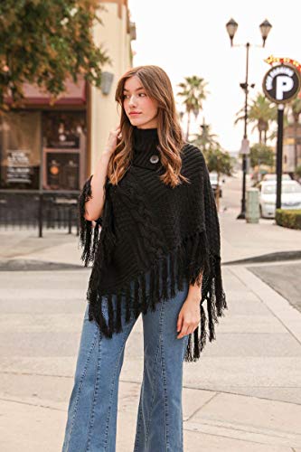 TD Collections High Neck Multi Tasseled Poncho for women long winter cape womans shawl wrap poncho ruana cardigan sweater4