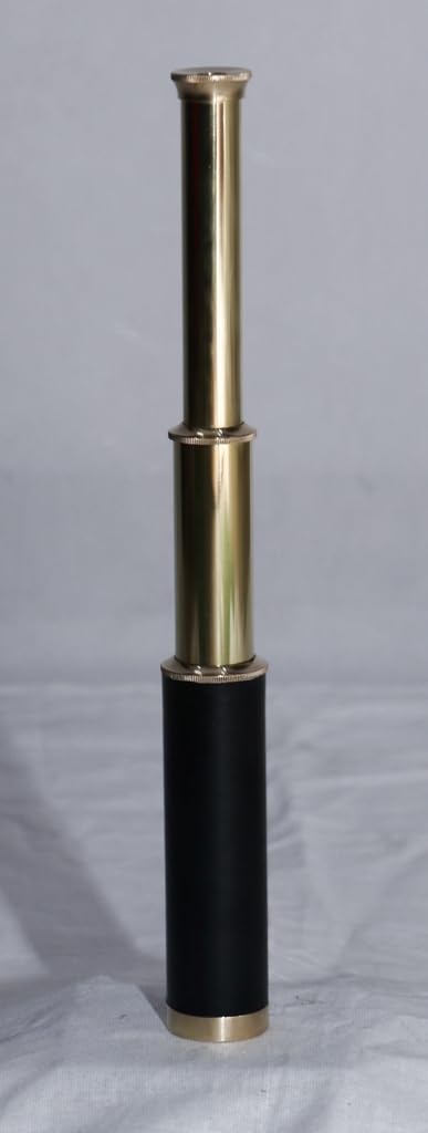 12'' Nautical Brass Telescope Collectible Handheld Pirates Black Leather Brass Telescope