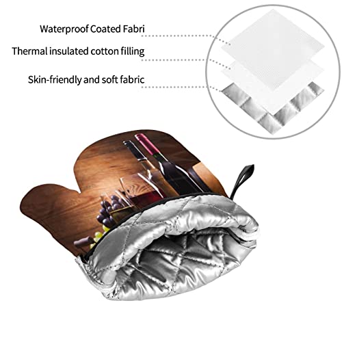 Bokekang Vintage Glasses Wine Grapes Oven Mitts And Pot Holders Sets Of 4 Vintage Grapes Kitchen Mitts Heat Resistant Oven Gloves Set Potholders For Kitchen Baking Grilling Bbq #TOP7