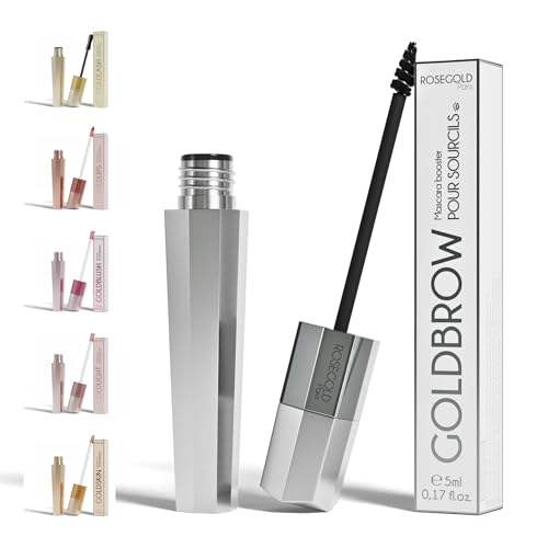 ROSEGOLD GOLDBROW Mascara booster pour sourcils Plus Epais Allongés. Améliore la croissance et la pousse des sourcils - 99% Naturel Fabriqué en France - Sans hormone Sans parfum - Vegan