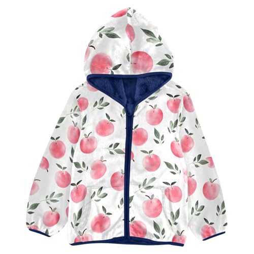 KEIGE Apple Boys Fleece Coat,Children's Zip-Up Hoodie Jacket,Baby Warm Fashion Outerwear 6T,A110867