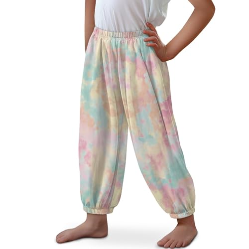 Kids Tie Dye Harem Pants Boys Girls Athletic Joggers for Yoga Dance Play Loose Fit Sweatpants Lightweight M-XL2