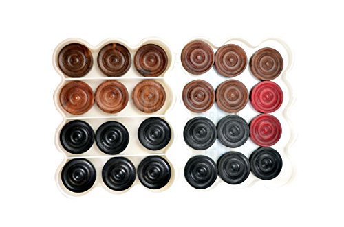 Image of Synco Professional Wooden Carrom Coins Set | 24 Carrom Board Coins in Special Case (Genius for Champion)
