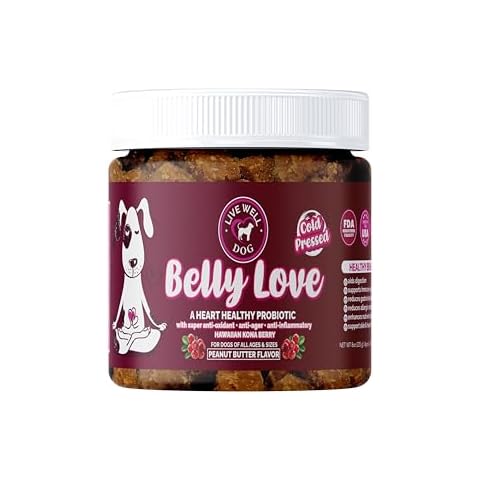 Belly Love - Heart Healthy Probiotic & Digestive Enzymes - Probiotics for Dogs - Gut Flora, Diarrhea & Bowel Support - Dog Supplement Soft Chew for Pet Immune System and Digestive Health Cover