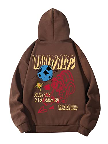 COZYEASE Men's Hoodie Oversized Graphic Hoodies Pullover Long Sleeve Drawstring Casual Hooded Sweatshirt Trendy