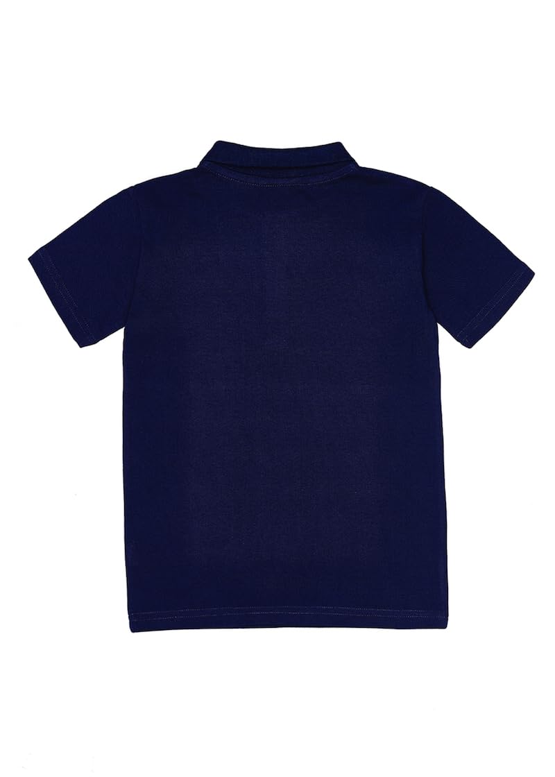 Juego de 2 polos clásicos para niños y adolescentes con mangas cortas y cuello de polo acanalado, cuello de separación con botones con dos botones.