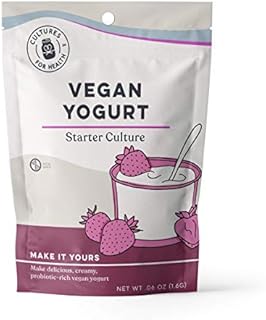 Cultures for Health Vegan Yogurt Starter Culture | Non-GMO, Gluten Free, Non-Dairy, DIY | Make Delicious Batches of Probiotic-Dense Plain Vegan Yogurt | 4 Packets