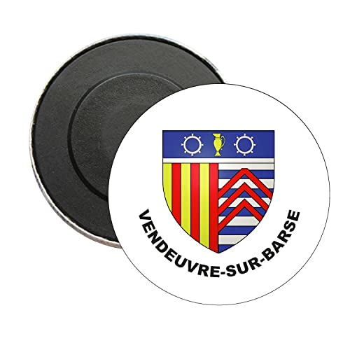 ROUND MAGNET. HERALDIC SHIELD VENDEUVRE-SUR-BARSE AUBE FRANCE