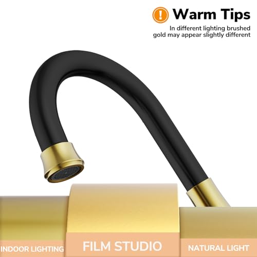 Image of Bathroom Faucet 3 Hole, Black& Gold Faucets with Drain and Supply Lines | Hurran Stainless Steel Lead-Free Widespread Bathroom Sink Faucet for Vanity RV Restroom Laundry Outdoor Camper, 2 Pack
