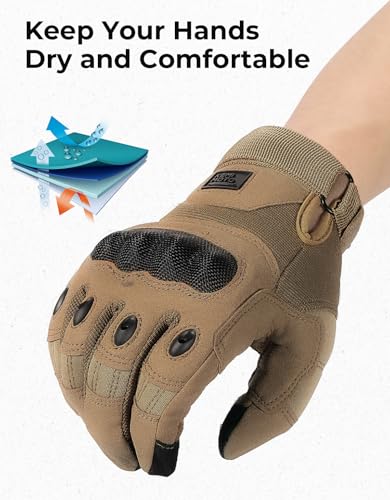 Image of KEMIMOTO Tactical Gloves for Men, Touchscreen Motorcycle Gloves with Hard Shell & Palm Padding for Sports Motorcycle Cycling Tactical Airsoft Paintball Hunting Hiking Camping Climbing