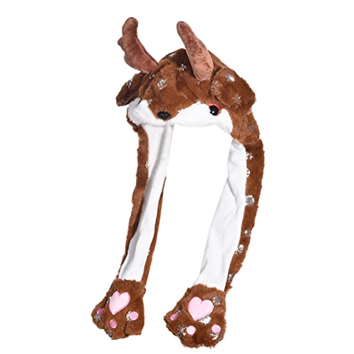 Plüsch-Weihnachtsmann-Ohrmützen | Weihnachtsohr bewegende Plüschmützen | Lustige Plüsch-Elch-Weihnachtsmann-Ohr-bewegliche Springmütze für Frauen-Mädchen Sutli Cover