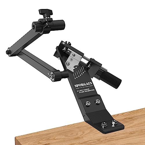 [Updated] Lawn Mower Blade Sharpener 15°-45° Adjustable Frame with Ball Bearing Manufacture Handle for Right & Left Hand Blades, Use with Angle Grinder, Black
