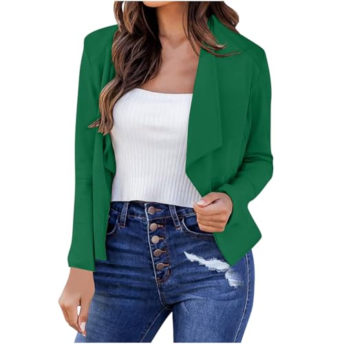 Women's Business Casual Tops Lapel Collar Dressy Work Blazer Jacket Suit 3/4 Sleeve Blazer Tops