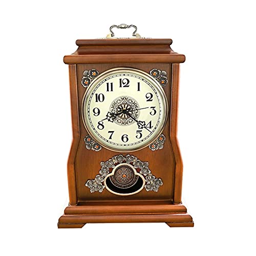 NSTVVEE Pendule de cheminée décorative silencieuse en Bois avec Pendule oscillant, Fonctionne à Piles, pour décoration intérieure de Chambre à Coucher ou de Salon (Jaune)