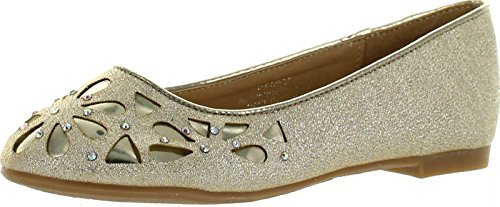 Girls Ba0036 Dress Shoes with Perforation and Rhinestones
