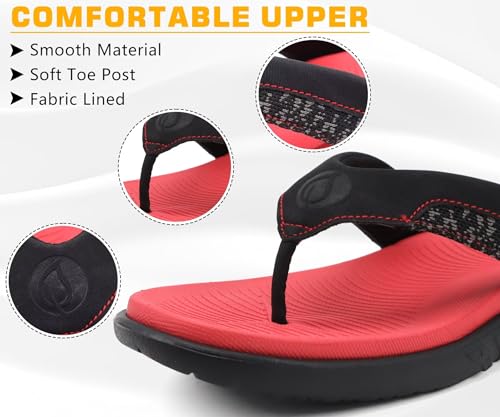 Image of ONCAI Mens Flip Flop Open Toe Athletic Straps Orthotic Summer Plantar Fasciitis Sport Sandals with Soft Cushion Arch Support Size 7.5-15