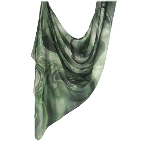 Image of Faticinfa Women Hijab Watercolour Floral Printed Breathable Light Weight Soft Rayon Viscose Woven Muslim Shawl Hijab Scarf, Blackish Green, 180x80CM